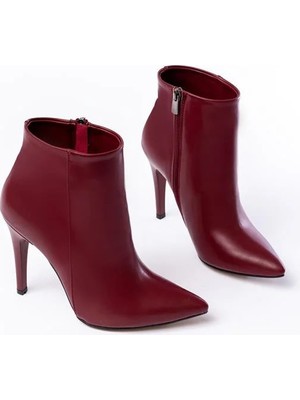 Melonika VRT-4802 Bordo Yüksek Ince Topuklu Fermuarlı Kadın Bot Aym