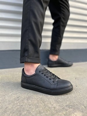 Melonika JY165 Elite Bağcıklı Cilt Erkek Günlük Sneaker Ayakkabı Cst - Siyah Aym