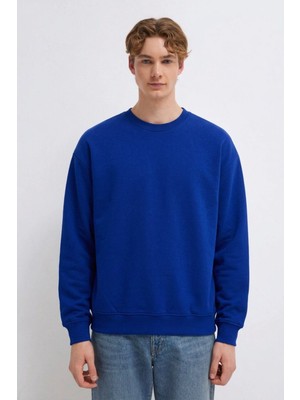 Damga Erkek 3 Iplik Organik Trend Mavi Sweatshirt