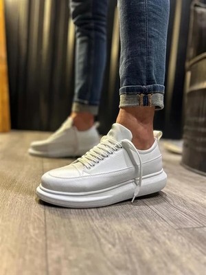 Melonika JY914 Drake Bağcıklı Cilt Erkek Günlük Sneaker Ayakkabı Cbt Beyaz Aym