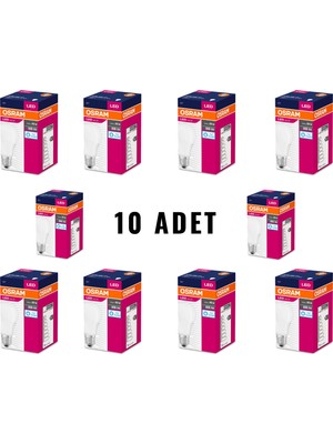 Osram LED Ampul 8.5W Beyaz Işık E27 806 Lümen Gün Işığı 10'lu Paket A60