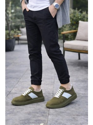 Melonika JY011 Line Erkek Günlük Bağcıklı Süet Spor Sneaker Ayakkabı Sht - Haki/beyaz Aym