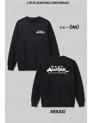 Zoka Wear Avatar The Last Airbender Siya Ön Arka Baskılı Bisiklet Yaka Sweatshirt
