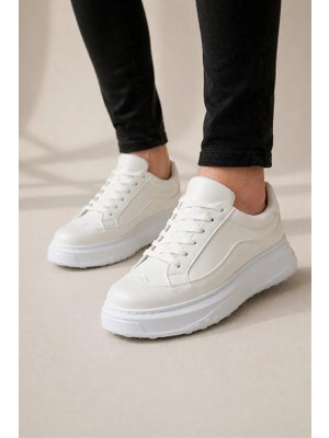 Melonika JY507 Dara Bağcıklı Cilt Erkek Günlük Sneaker Ayakkabı Cbt Beyaz Aym