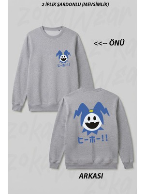Zoka Wear Jack Frost Shin Megami Tensei Persona Smt Ön Arka Baskılı Bisiklet Yaka Sweatshirt