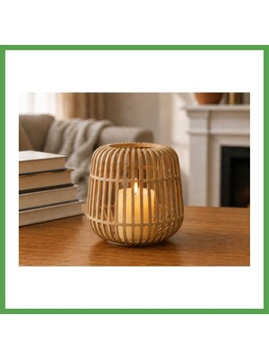 Bezos 3D Baskı Modern Kafes Tasarımlı Dekoratif Mumluk - Tealight Mumluk, Masaüstü Ev ve Ofis Dekoru-Bej Mgc