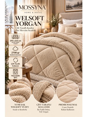 Mossyna Sıcacık Welsoft Yorgan – Çift Taraflı, Peluş Dokulu, 195X215 Ebat Yumuşacık Kış Konforu