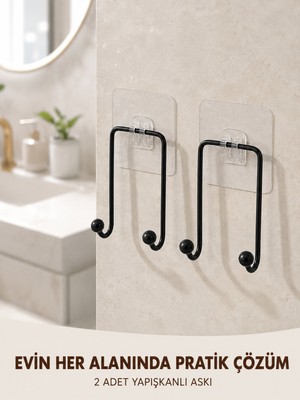 Elarque 2'li Yapışkanlı Duvar Askısı Mutfak Banyo Ev Için