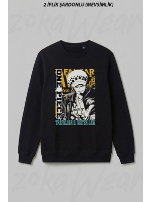 Zoka Wear One Piece Law Tasari Ön Baskılı Bisiklet Yaka Sweatshirt