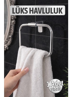 Elarque Krom Renk Kare Metal Havluluk Banyo Lavabo Için Vidalı