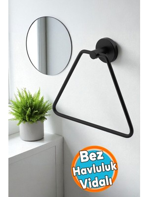 Elarque Mutfak Banyo Lavabo Üçgen Bez Havlu Askısı Siyah Paslanmaz Metal