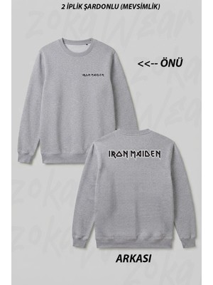 Zoka Wear Iron Maiden Ön Arka Baskılı Bisiklet Yaka Sweatshirt