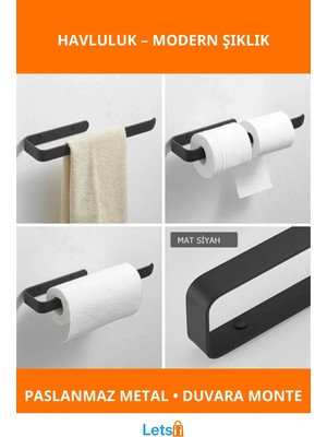 Elarque Paslanmaz Metal Mat Siyah Havluluk