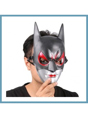 Bezos Kırmızı Gözlü Siyah Batman Maske - Lastikli Batgirl Maskesi 28X17 cm MBT06
