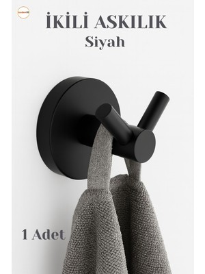 Elarque Siyah Ikili Vidalı Paslanmaz Metal Duvar Askısı