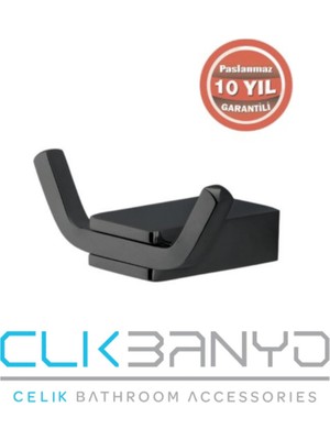 Elarque Pirinç Çiftli Bornozluk Askılık Havlu Askısı Siyah