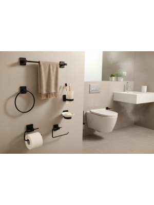 Elarque Siyah 6'lı Banyo Aksesuar Düzenleyici Set