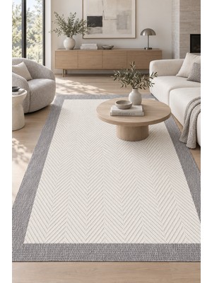 Casavalli Terra Krem Gri Sisal Görünümlü Modern Polyester Halı, Robot Süpürgeye Uyumlu Kolay Temizlenebilir Mu