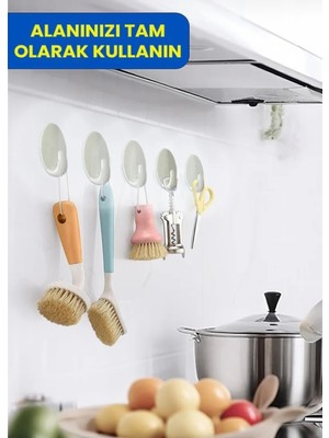 Elarque Kendinden Yapışkanlı Oval Krem Mutfak Banyo Askısı