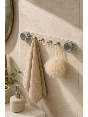 Elarque Büyük Boy Yapışkanlı Banyo Askılığı Şeffaf 39 cm