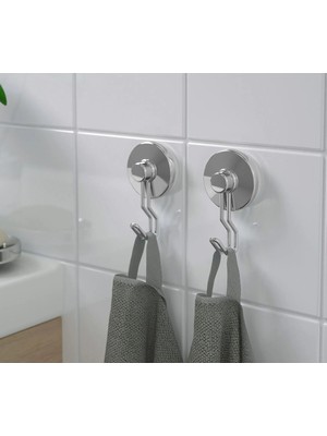Elarque 2'li Set Vantuzlu Duvar Askısı 2 Adet Çelik Banyo Havlu Askısı
