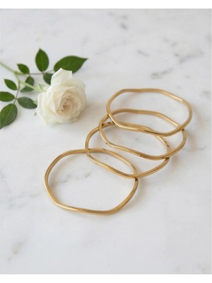 B&t 3'lü Kıvrımlı Modern Gold Bilezik