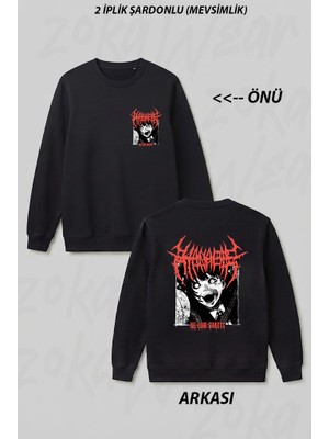 Zoka Wear Hanabie Love Sweets Ön Arka Baskılı Bisiklet Yaka Sweatshirt