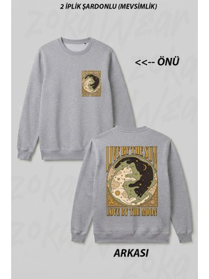 Zoka Wear Sun And Moon Ön Arka Baskılı Bisiklet Yaka Sweatshirt