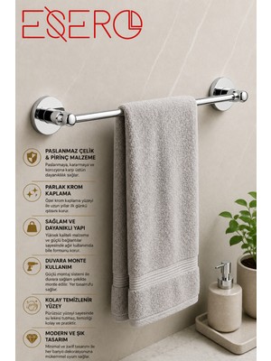 Elarque Paslanmaz Çelik Havluluk Krom Banyo Havlu Askılığı Duvara Monte