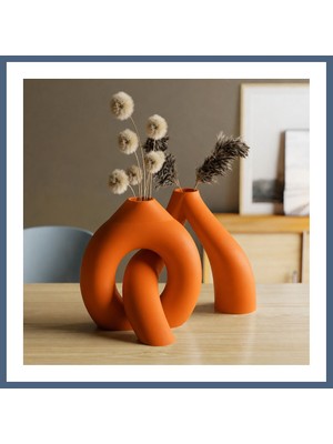 Bezos 3D Baskı Interlocking Vazo - Iç Içe Geçen Dekoratif Vazo-Turuncu BZS10