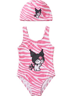 Gadget Gear Kız Çocuk Pembe Beyaz Zebra Desenli Mayo Takımı