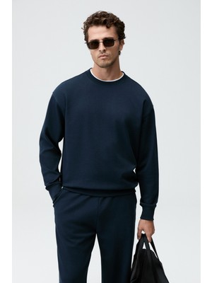 Grimelange Attıcus Erkek Yuvarlak Yakalı Lacivert Sweatshirt