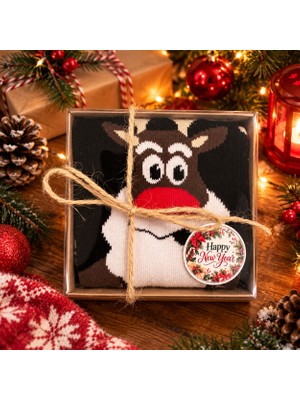 Feemels Kutulu Yılbaşı Hediyesi - Unisex Noel Çorabı - Kutulu Hediye Çorap