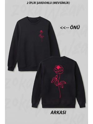 Zoka Wear Gul Baskili Ön Arka Baskılı Bisiklet Yaka Sweatshirt