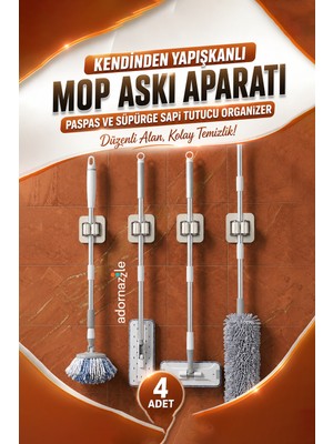 Elarque Kendinden Yapışkanlı Mop Paspas Süpürge Sapı Tutucu Askı Aparatı