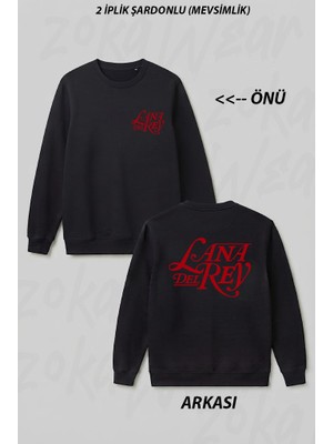 Zoka Wear Lana Del Rey - Logo Ön Arka Baskılı Bisiklet Yaka Sweatshirt