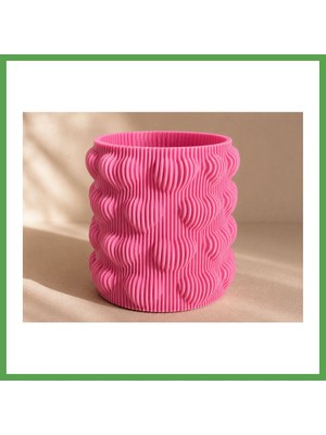 Bezos 3D Baskı Kalpli Dekoratif Vazo - Modern Çiçeklik ve Masaüstü Süsü-Pembe Mgc