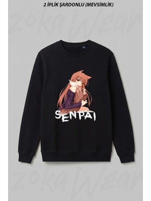 Zoka Wear Senpai Wolf Ön Baskılı Bisiklet Yaka Sweatshirt