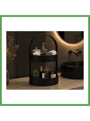 Bezos 3D Baskı Iki Katlı Banyo Düzenleyici - Taşınabilir Organizer ve Saklama Standı-Siyah Mgc