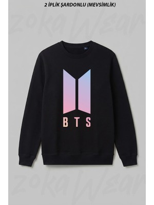 Zoka Wear Purple Bts Love Yourself Ön Baskılı Bisiklet Yaka Sweatshirt