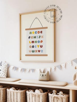 Des Vu Print Alfabe Çocuk Odası Posteri, Çocuk Odası Temalı Çerçevesiz Poster