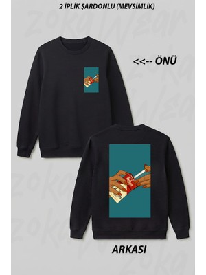 Zoka Wear Marlboro 100 S Ön Arka Baskılı Bisiklet Yaka Sweatshirt