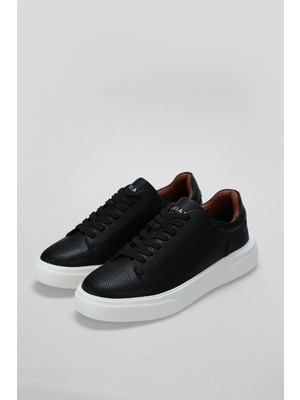 Lufian Tommy Erkek Deri Sneaker Ayakkabı Siyah