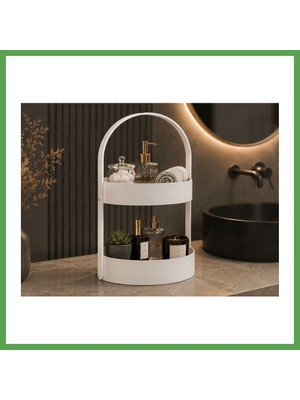 Bezos 3D Baskı Iki Katlı Banyo Düzenleyici - Taşınabilir Organizer ve Saklama Standı-Beyaz Mgc