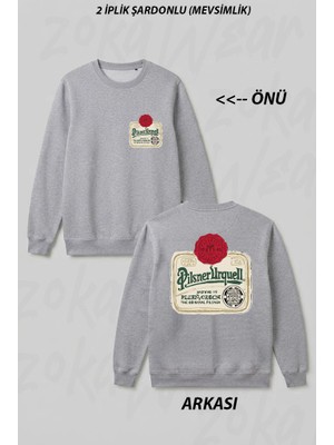 Zoka Wear Pilsner Urquell Pop Ön Arka Baskılı Bisiklet Yaka Sweatshirt