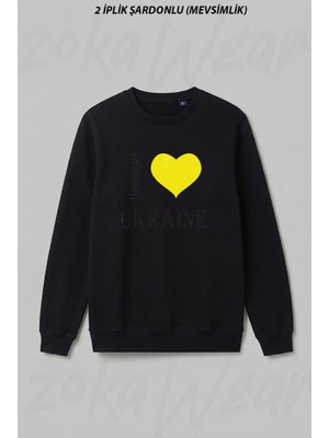 Zoka Wear I Love Ukraine Ön Baskılı Bisiklet Yaka Sweatshirt