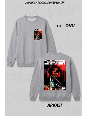 Zoka Wear Escape From New York Japanese Poster Ön Arka Baskılı Bisiklet Yaka Sweatshirt