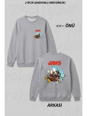 Zoka Wear Jaws Baski Ön Arka Baskılı Bisiklet Yaka Sweatshirt