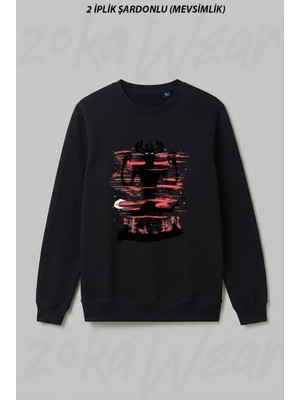 Zoka Wear Samurai In The Night Ön Baskılı Bisiklet Yaka Sweatshirt