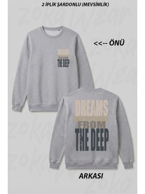 Zoka Wear Dune Dreams Are Messages From The Deep Black Background Ön Arka Baskılı Bisiklet Yaka Sweatshirt